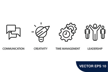 soft skills icons set . soft skills pack symbol vector elements for infographic web