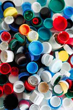 Plastic caps stack