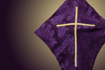 Lent - Sacred image covered with purple cloth