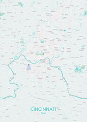 Poster Cincinnati - Ohio map. Road map. Illustration of Cincinnati - Ohio streets. Transportation network. Printable poster format.