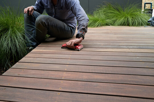Final sanding of deck before painting