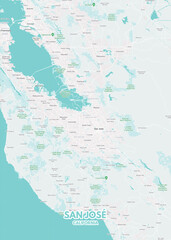 Fototapeta na wymiar Poster San José - California map. Road map. Illustration of San José - California streets. Transportation network. Printable poster format.