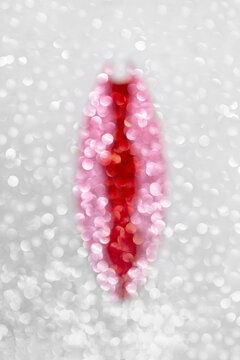 Sensual female vagina made of shiny glitter