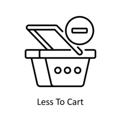 Less Cart vector outline icon for web isolated on white background EPS 10 file