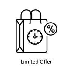 Limited Offer vector outline icon for web isolated on white background EPS 10 file
