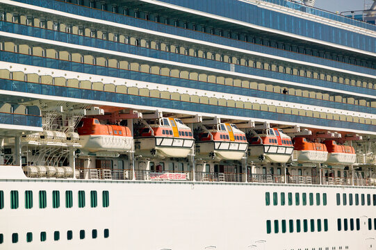 Multiple Cruise Ships in Port showing deck