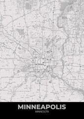 Fototapeta na wymiar Poster Minneapolis - Minnesota map. Road map. Illustration of Minneapolis - Minnesota streets. Transportation network. Printable poster format.
