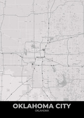 Fototapeta na wymiar Poster Oklahoma City - Oklahoma map. Road map. Illustration of Oklahoma City - Oklahoma streets. Transportation network. Printable poster format.