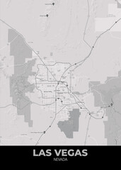 Poster Las Vegas - Nevada map. Road map. Illustration of Las Vegas - Nevada streets. Transportation network. Printable poster format.