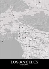 Poster Los Angeles - California map. Road map. Illustration of Los Angeles - California streets. Transportation network. Printable poster format.