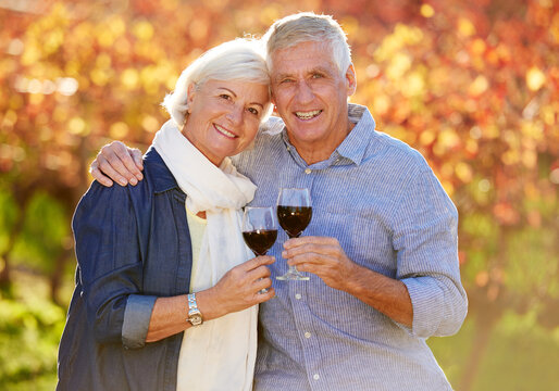We love wine-tasting. Cropped portrait of a senior couple enjoying an afternoon of wine tasting.