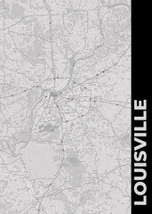 Poster Louisville - Kentucky map. Road map. Illustration of Louisville - Kentucky streets. Transportation network. Printable poster format.