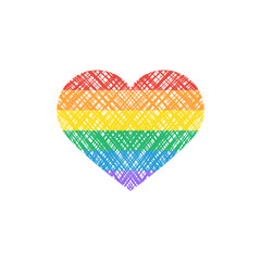 Tęczowe serce - symbol ruchu LGBTQ+. Koncept równości, różnorodności, miłości, inkluzywność.  Gay Pride. - obrazy, fototapety, plakaty
