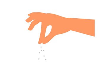 Hand pouring powder. Simple flat illustration.