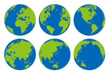 シンプルな地球のセット、地球儀