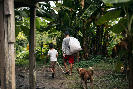 Father and son going fishing