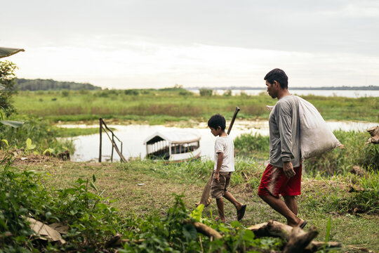 Father and son going fishing