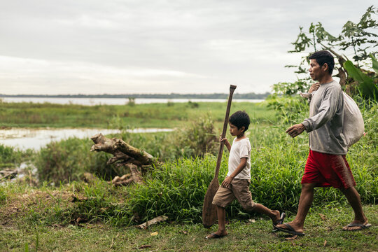 Father and son going fishing