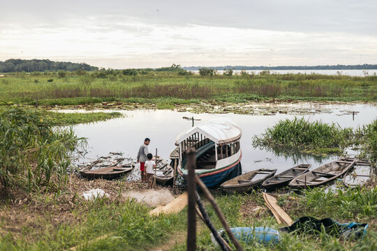 Father and son going fishing