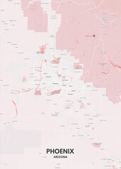 Poster Phoenix - Arizona map. Road map. Illustration of Phoenix - Arizona streets. Transportation network. Printable poster format.