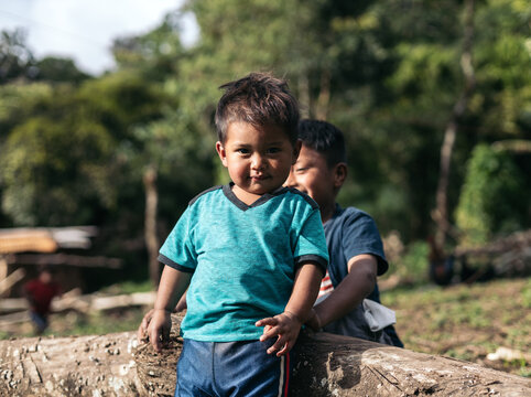 Brothers playing in the nature