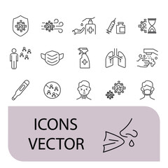 Flu icons set . Flu pack symbol vector elements for infographic web