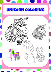Unicorn coloring page for kids.
