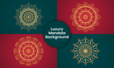 Circle Pattern Creative Luxury Ornamental Mandala, Flower Mandala with gradient color with unique Background Design in gold color vector 3