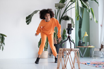 Young woman Live Streaming Herself Dancing