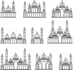 Islamic mosque monoline drawing style