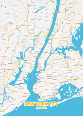 Fototapeta na wymiar Poster New York City - New York map. Road map. Illustration of New York City - New York streets. Transportation network. Printable poster format.