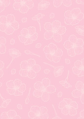 オシャレで優しい手描き桜の線画背景