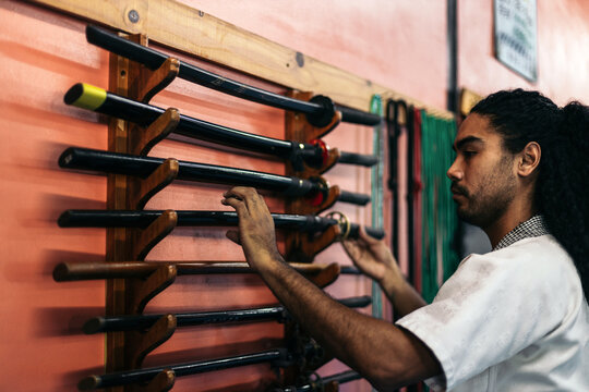 Martial arts fighter holding a katana