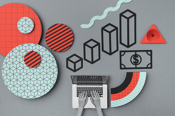  Representation of a  worker in a abstract place of work