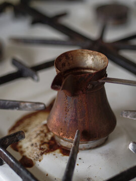 Brewing coffee in jezve (cezve)