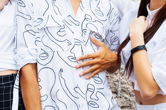 Closeup image of a young man hands