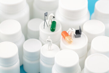 Fototapeta na wymiar Miniature creative drug safety inspection