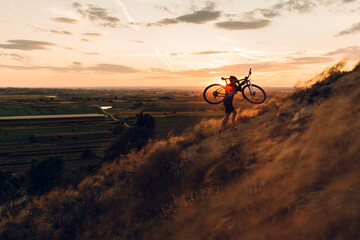 mountain biker at sunset