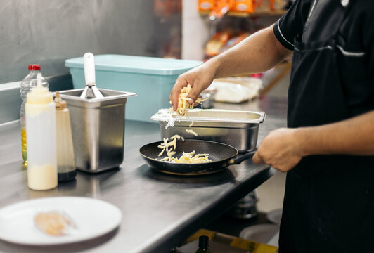 Meal preparation in professional kitchen