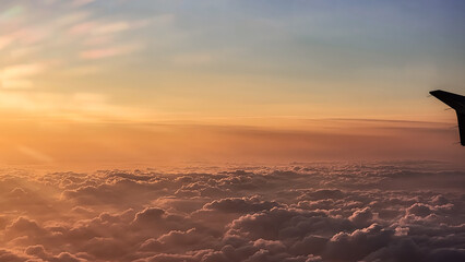 clouds under airplane wings，china
