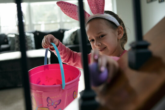 Little Girl Hunts For Hidden Easter Eggs