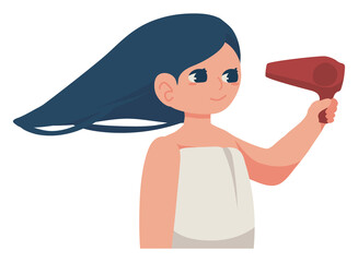 girl with hair dryer