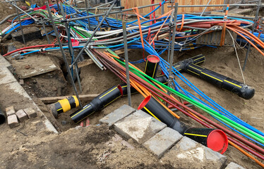 cables in broken up street