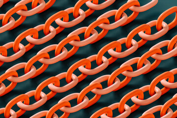 Pink chains in different positions. 3d render