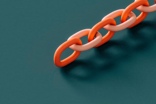 close up of Pink chains on elegant blue background