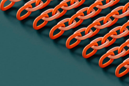 Pink chains with copy sapce. 3d render