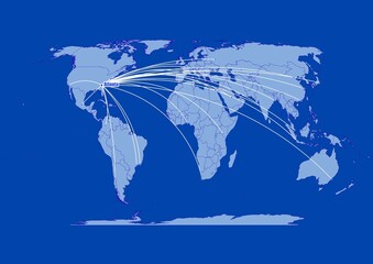 Atlanta;United States of America,connections of Atlanta;United States of America to other major cities around the world.