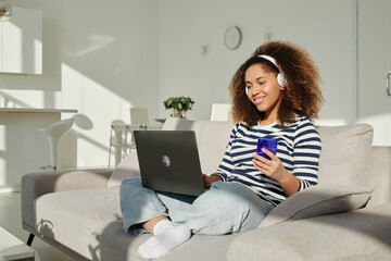 Happy Woman Using Laptop