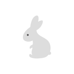 横向きで座っているシンプルなグレーのうさぎのイラスト