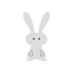 正面を向いたシンプルなグレーのうさぎのイラスト